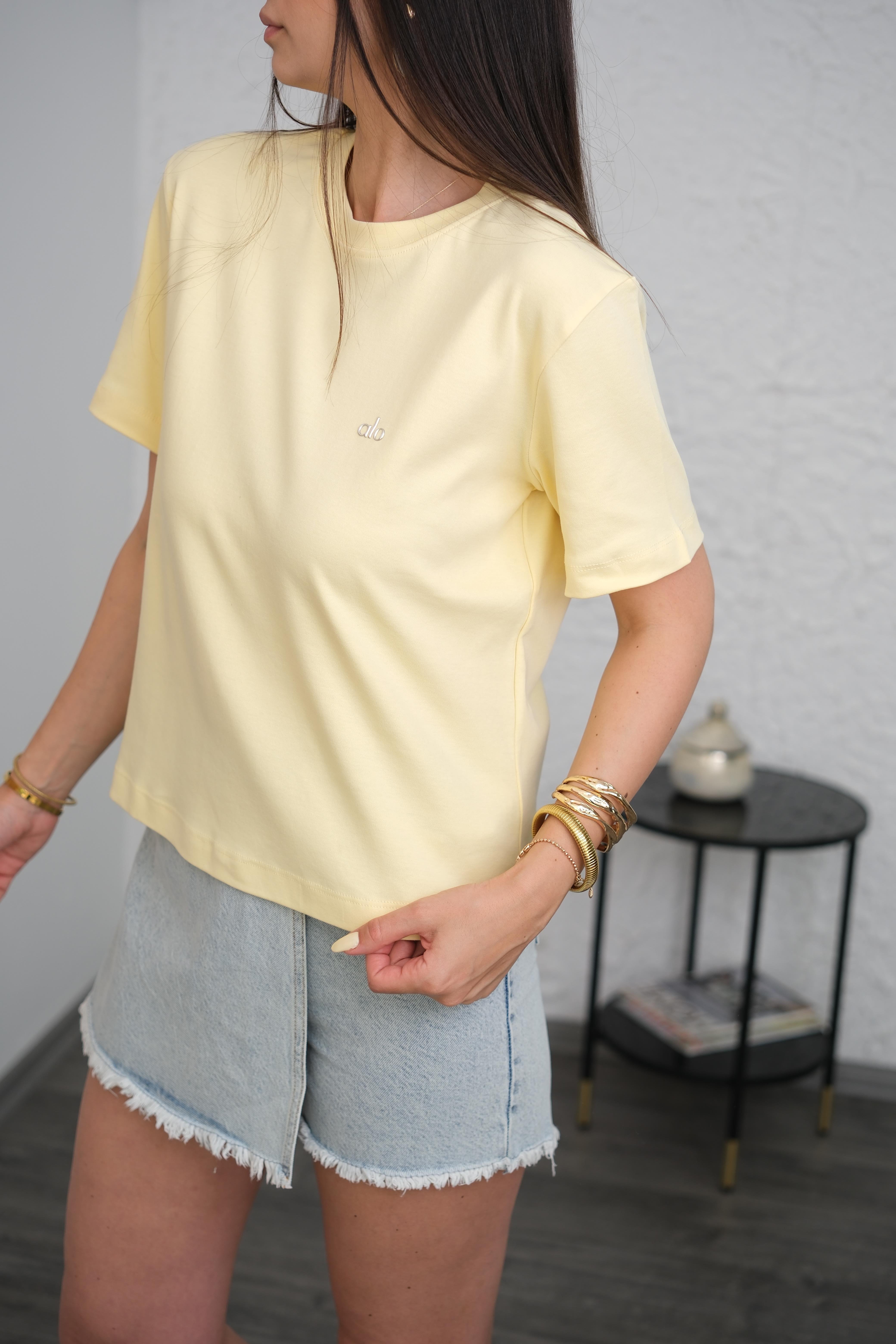 ZARO BASKI DETAYLI SARI TSHIRT