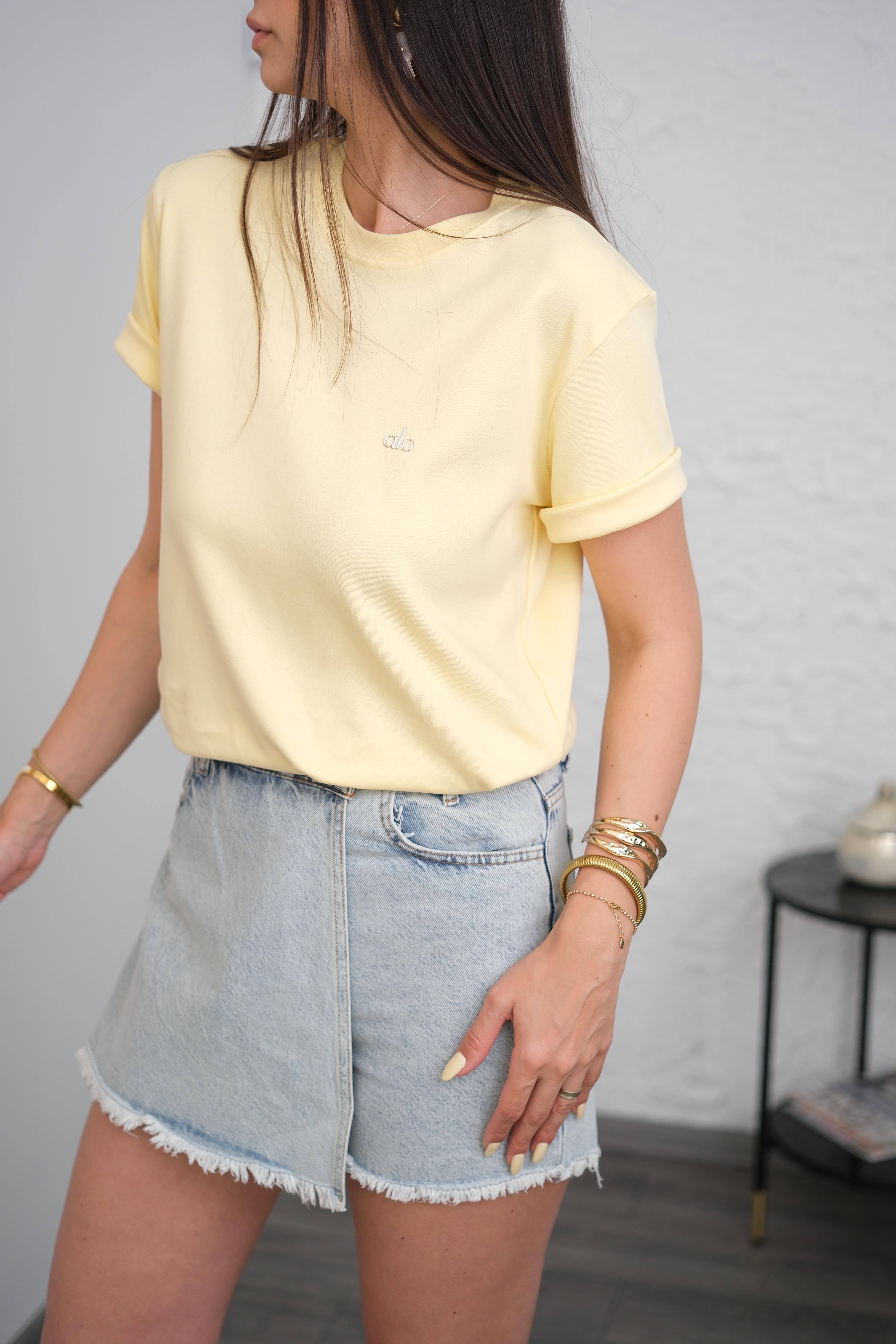 ZARO BASKI DETAYLI SARI TSHIRT