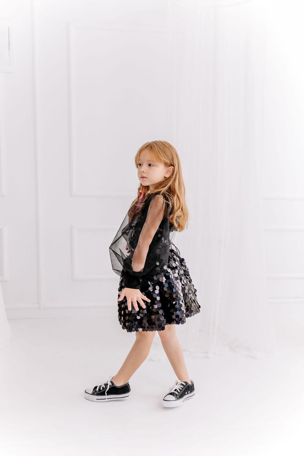 BLACK BOHO SQUAMA CROP&SKIRT