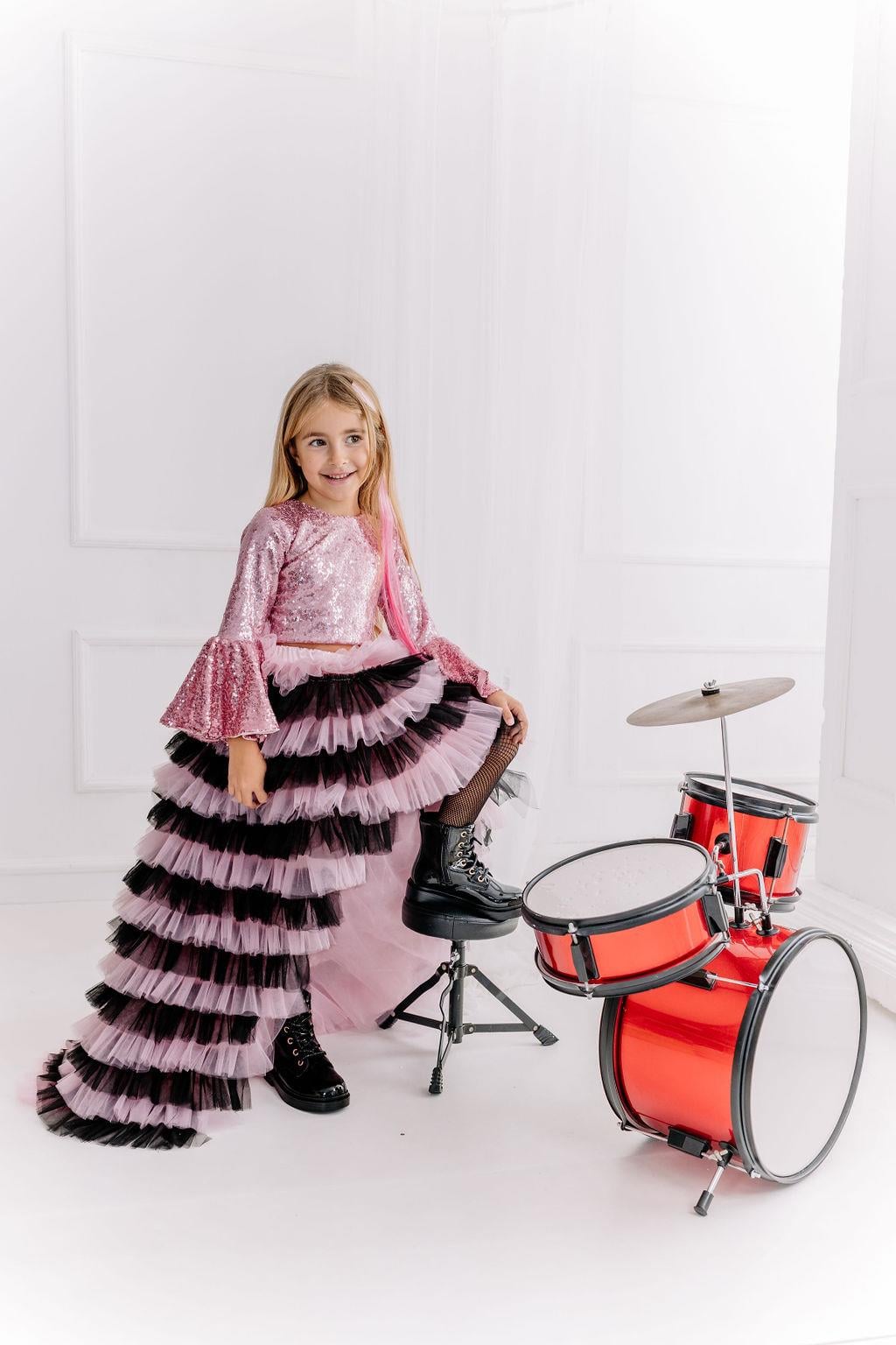 BLACK&PINK SKIRT WITH TAIL (TEK ETEK)