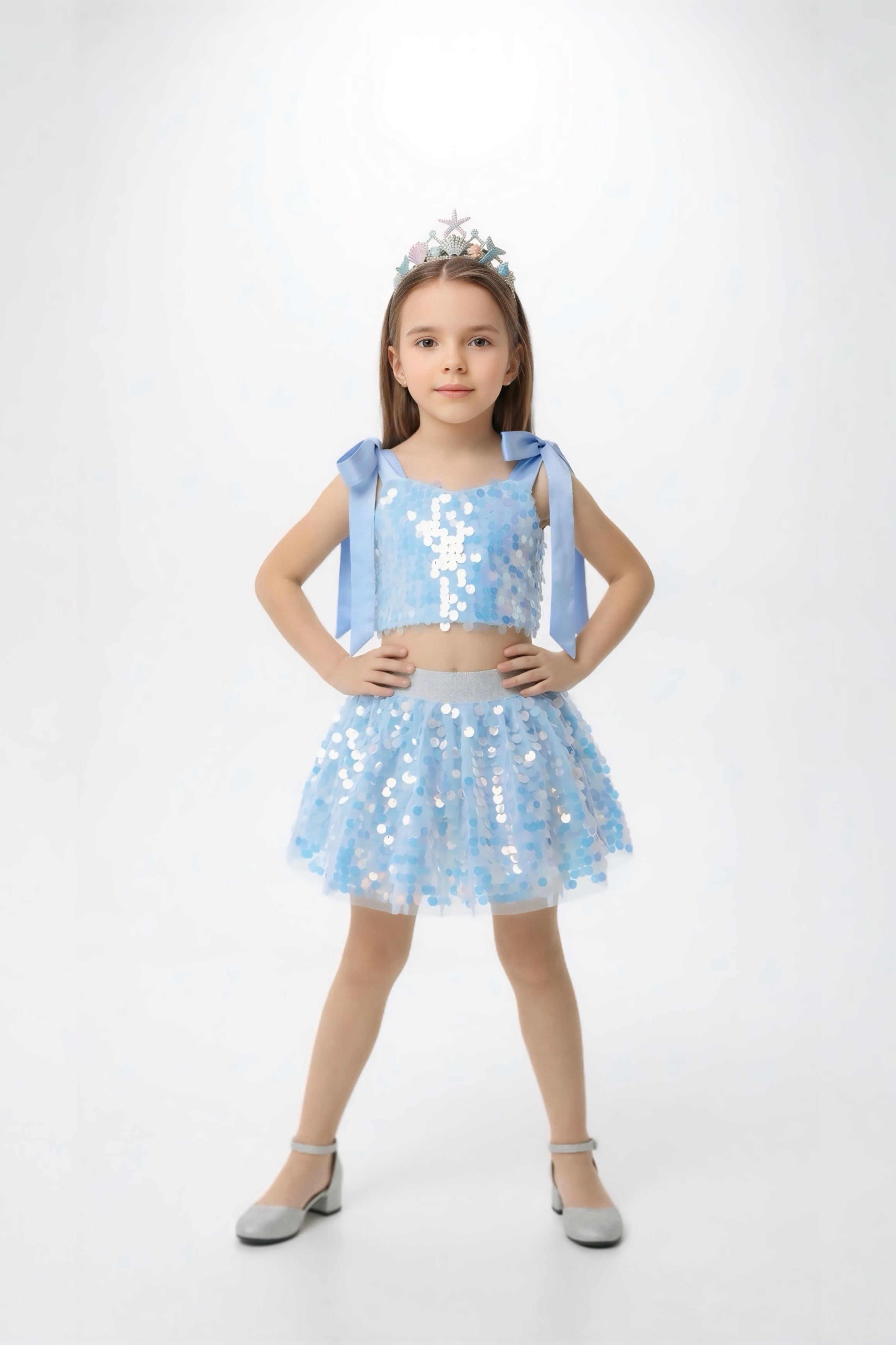 BLUE SIRENE CROP AND SKIRT