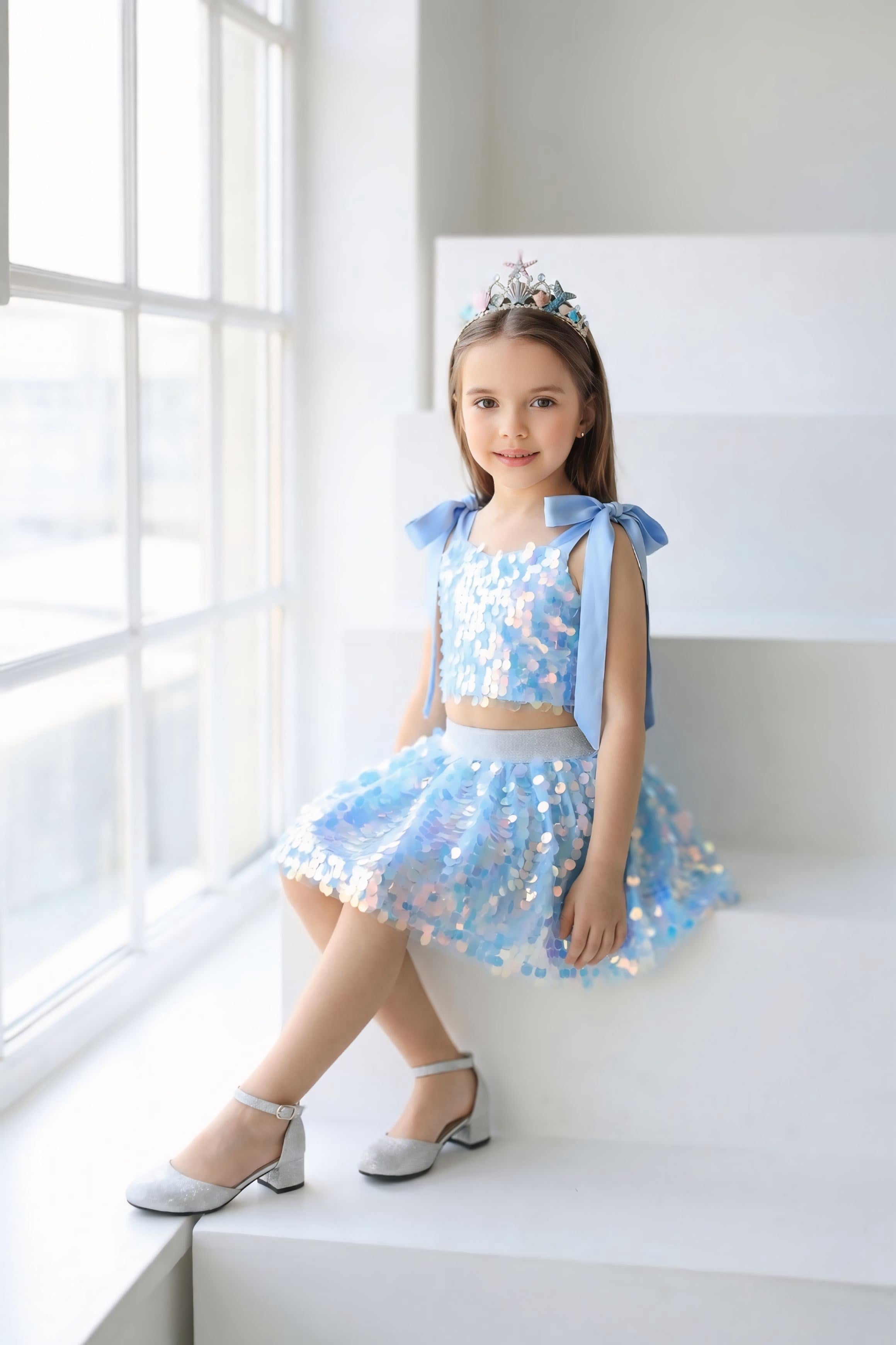 BLUE SIRENE CROP AND SKIRT