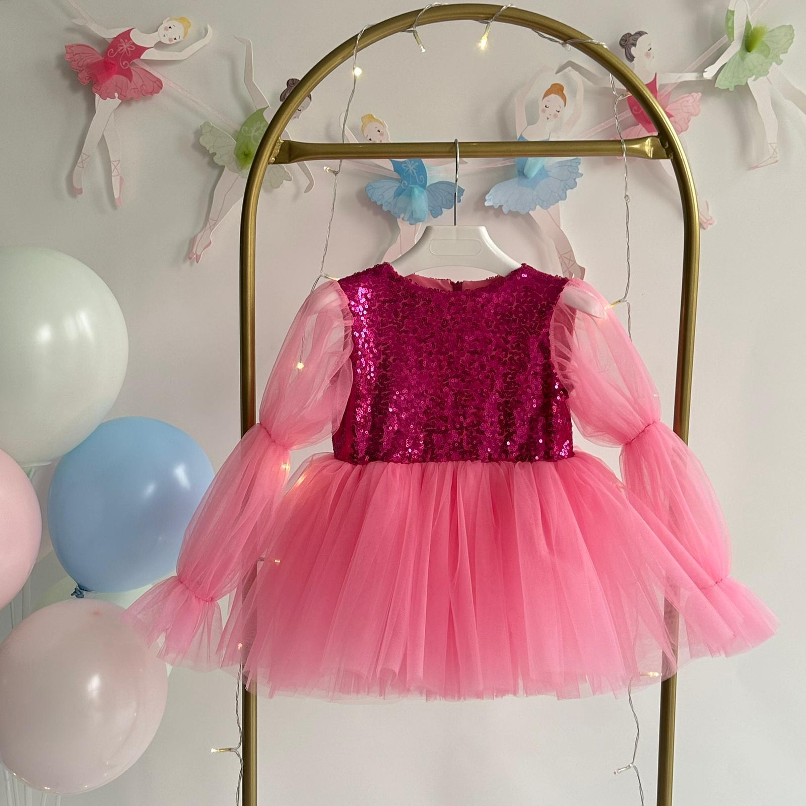 HOT PINK GLOSSY TUTU DRESS