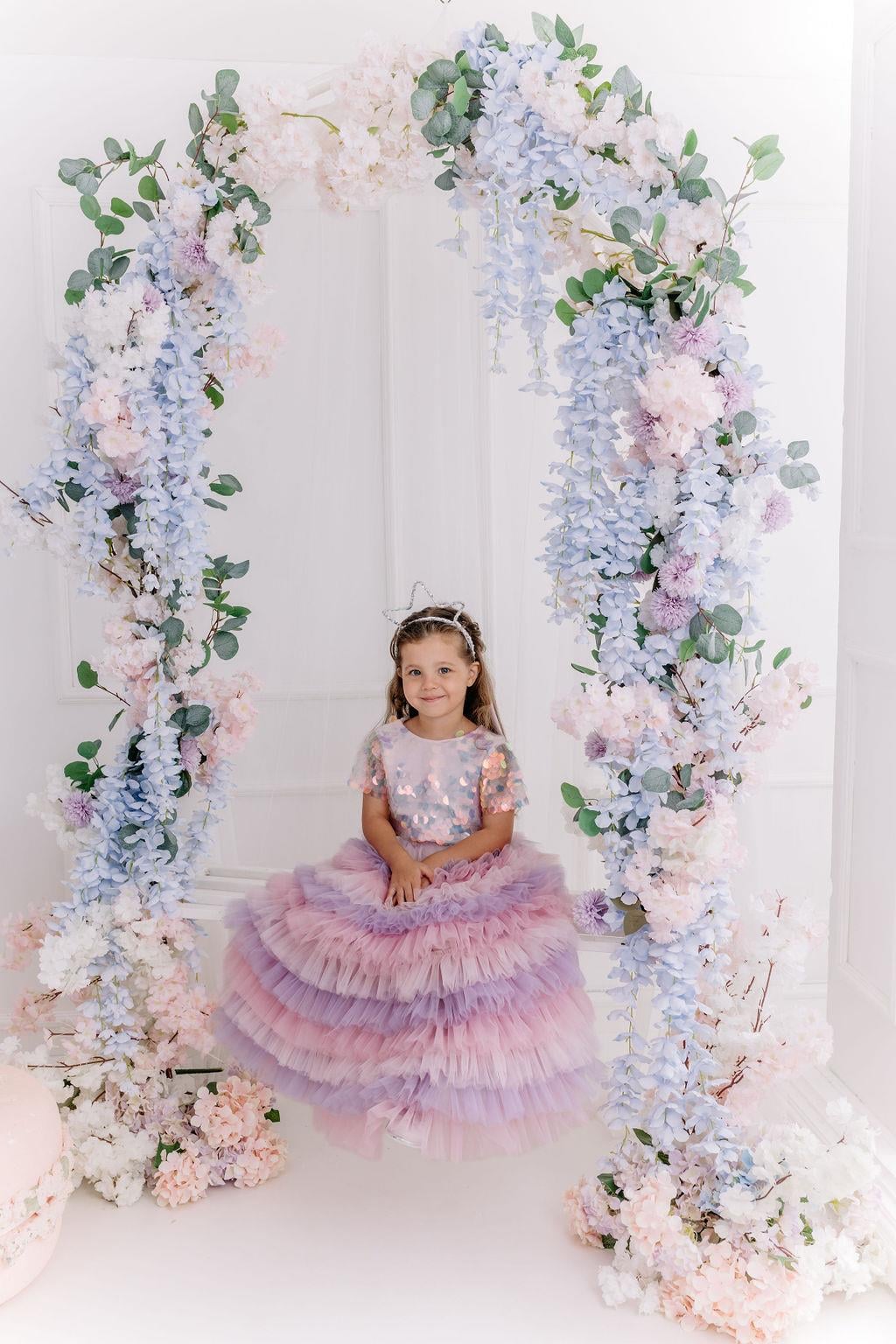 LAVENDER LONG TUTU SKIRT&PINK OVERSIZE CROP