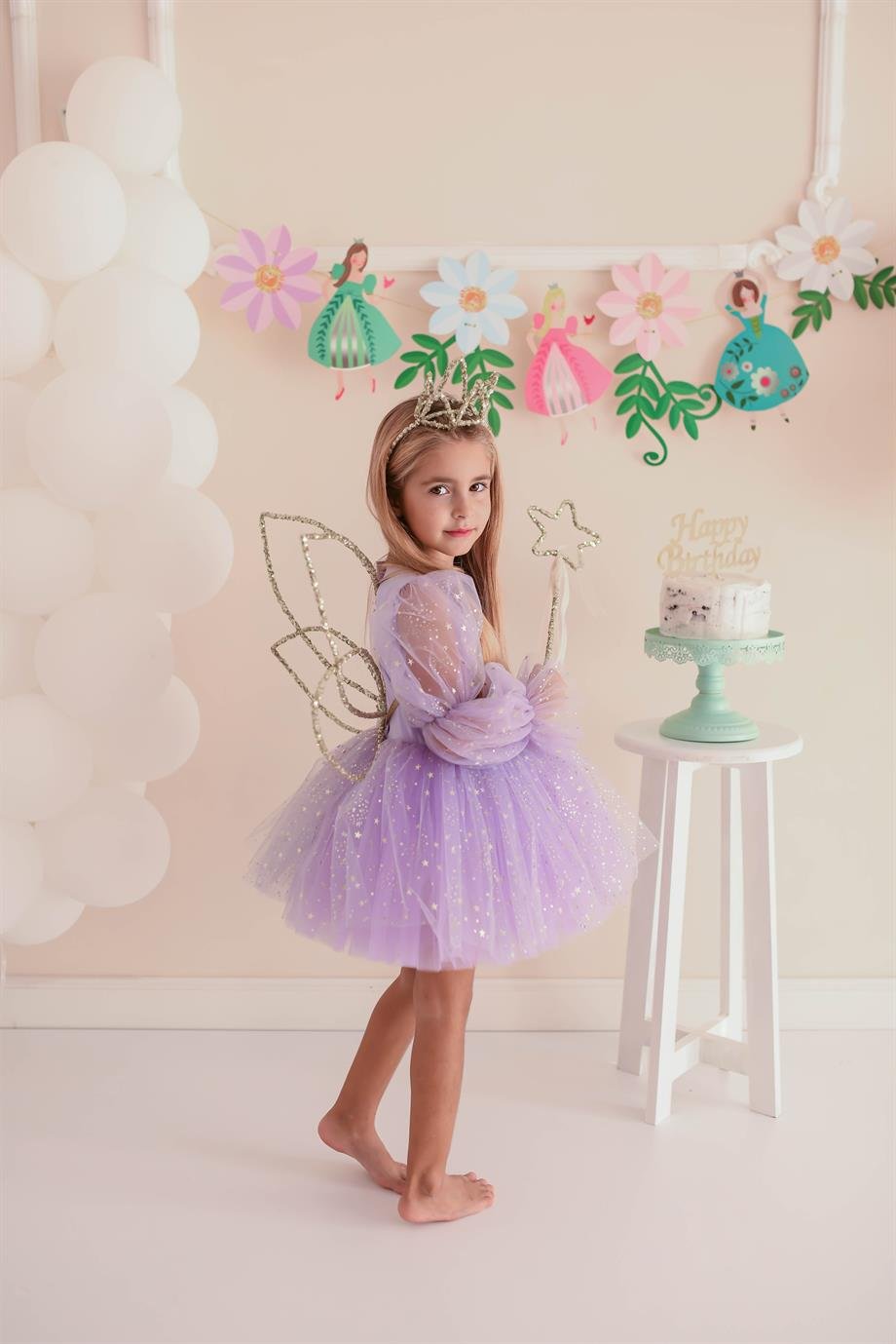 LILAC BALLOON SLEEVE MAGICAL DRESS