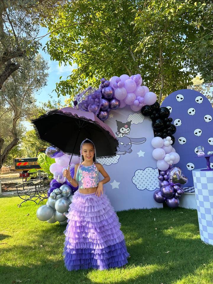 LILAC OMBRE LONG SKIRT&LILAC SQUAMA CROP