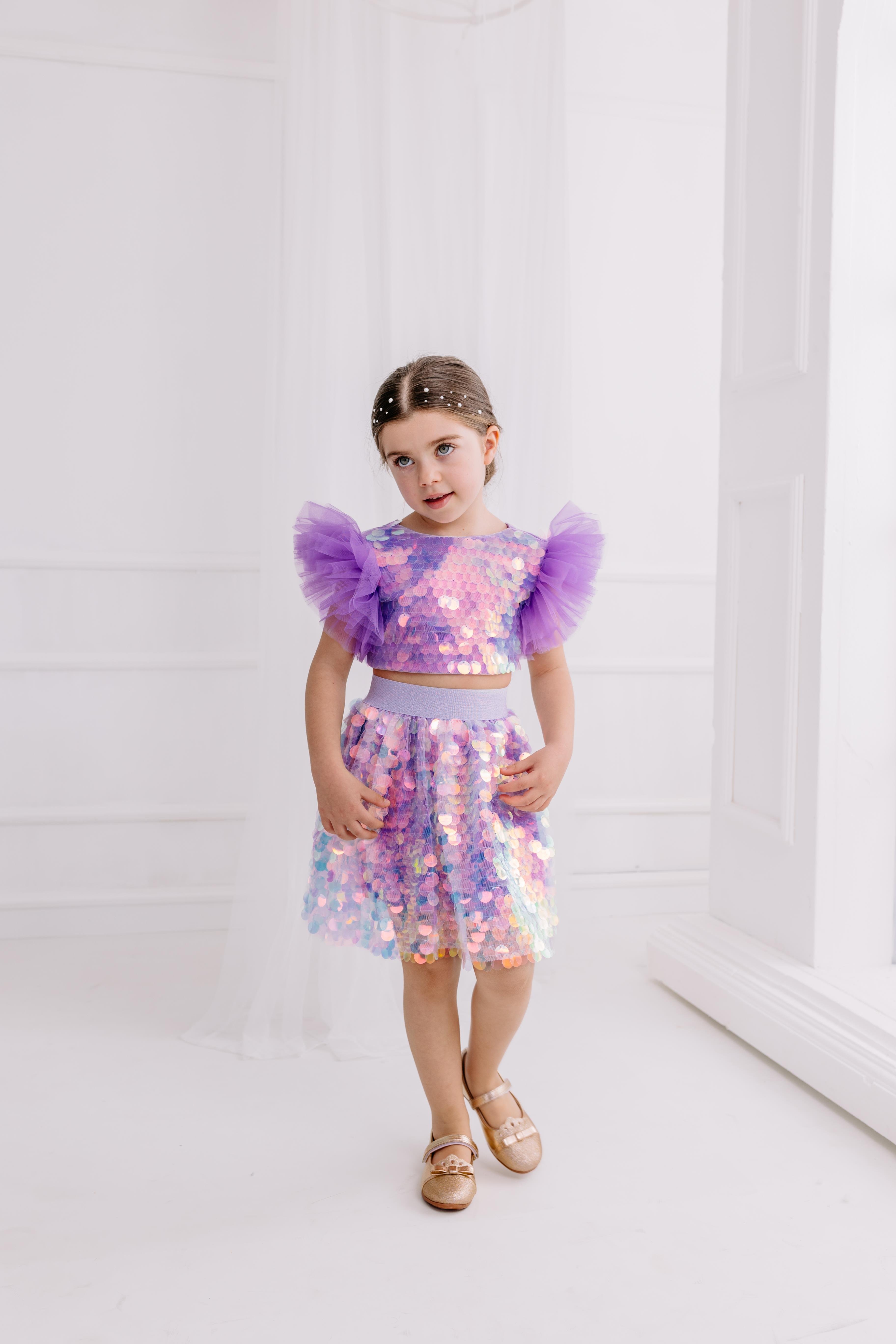 LILAC SQUAMA SKIRT & CROP