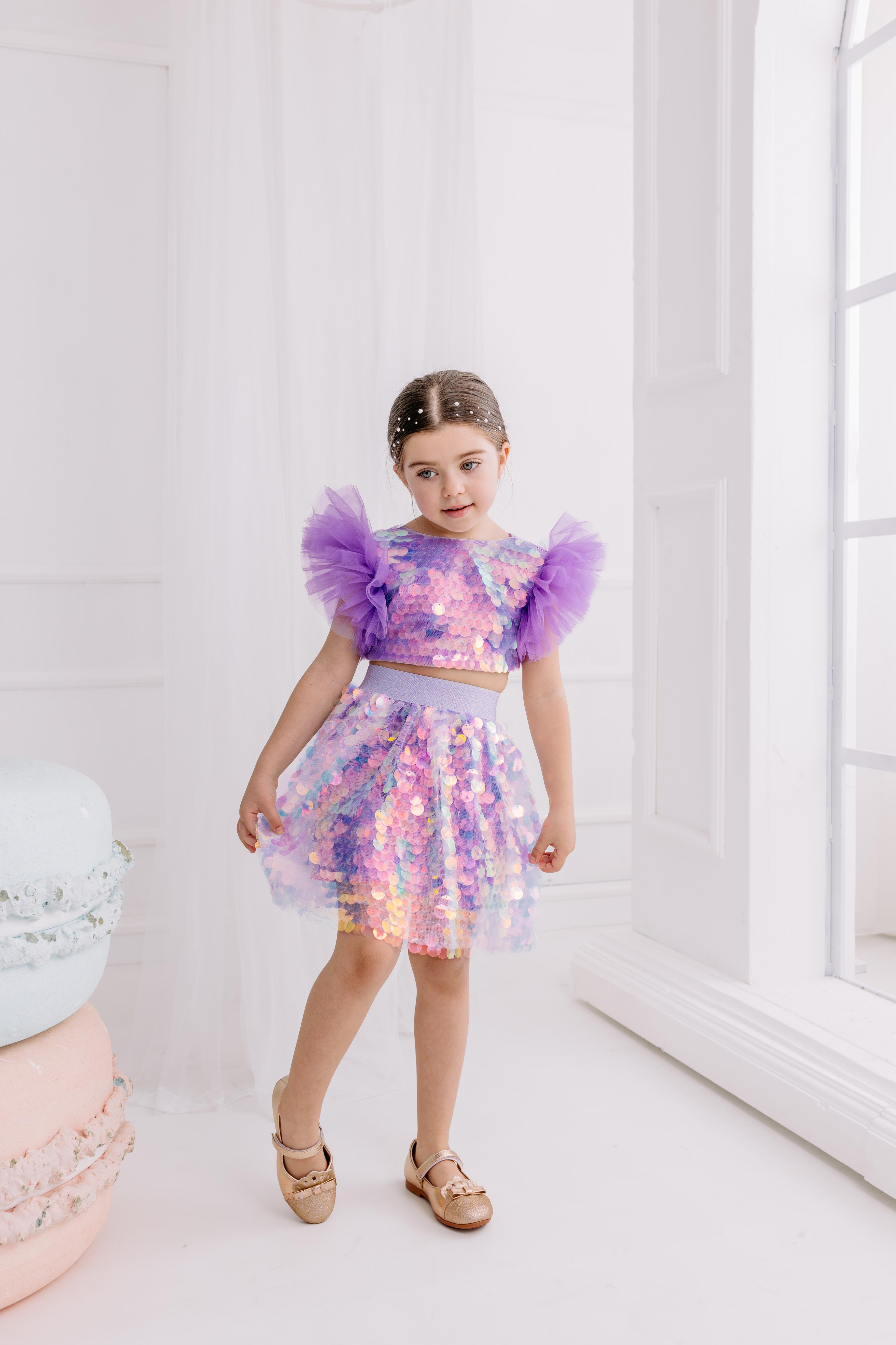 LILAC SQUAMA SKIRT & CROP