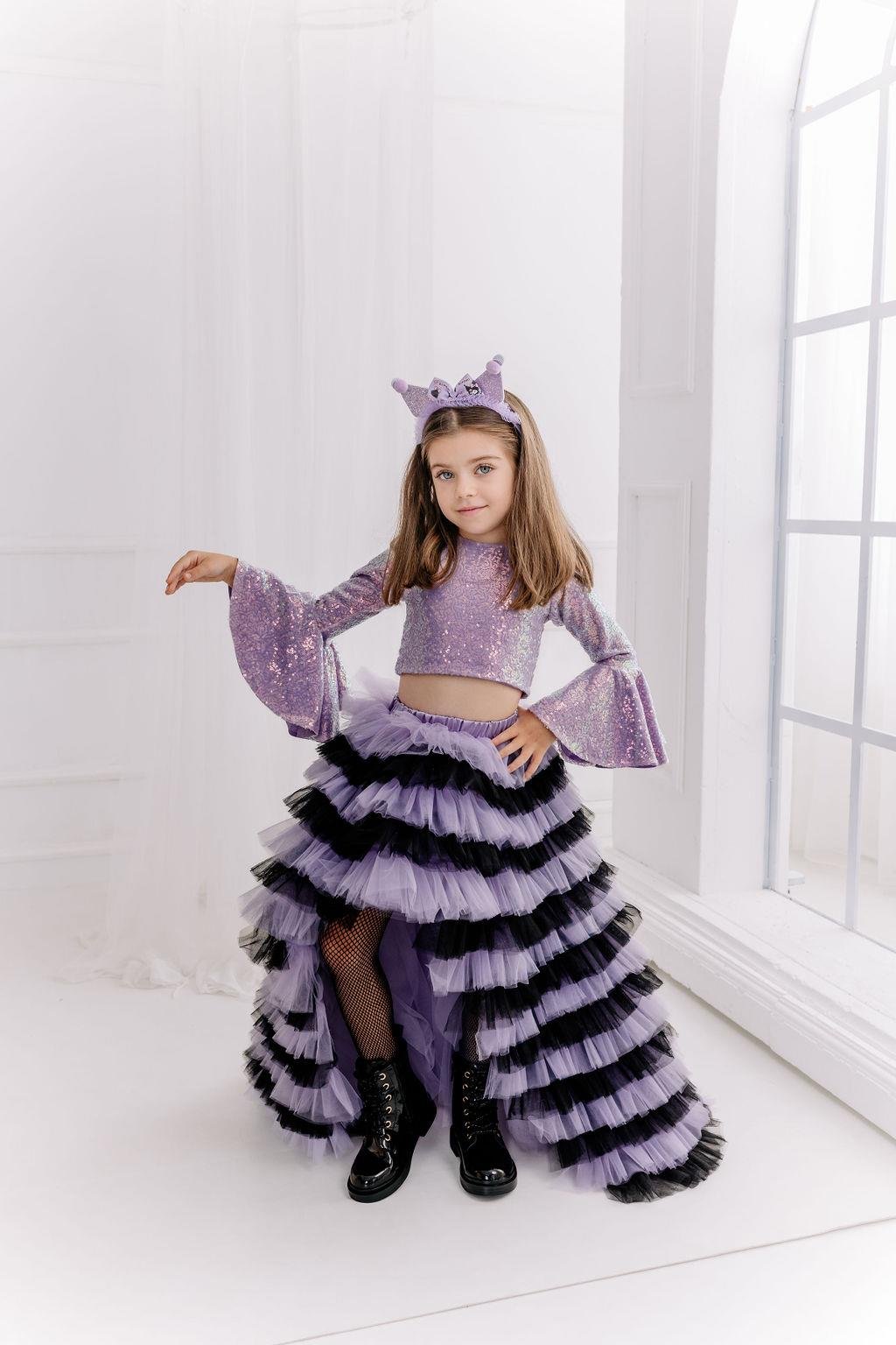 LILAC&BLACK SKIRT WITH TAİL (TEK ETEK)
