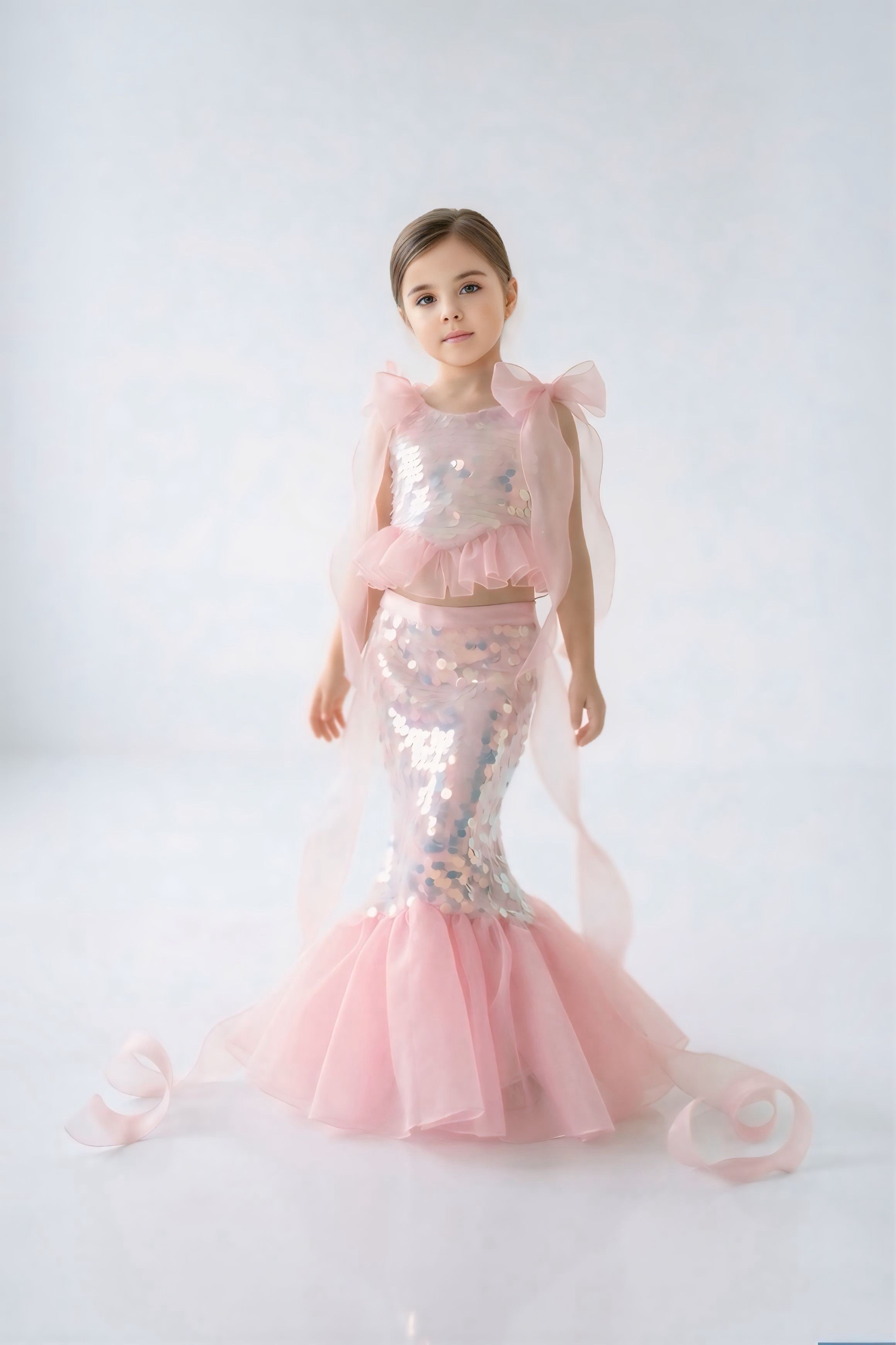 PINK ARIEL MERMAID SKIRT AND CROP