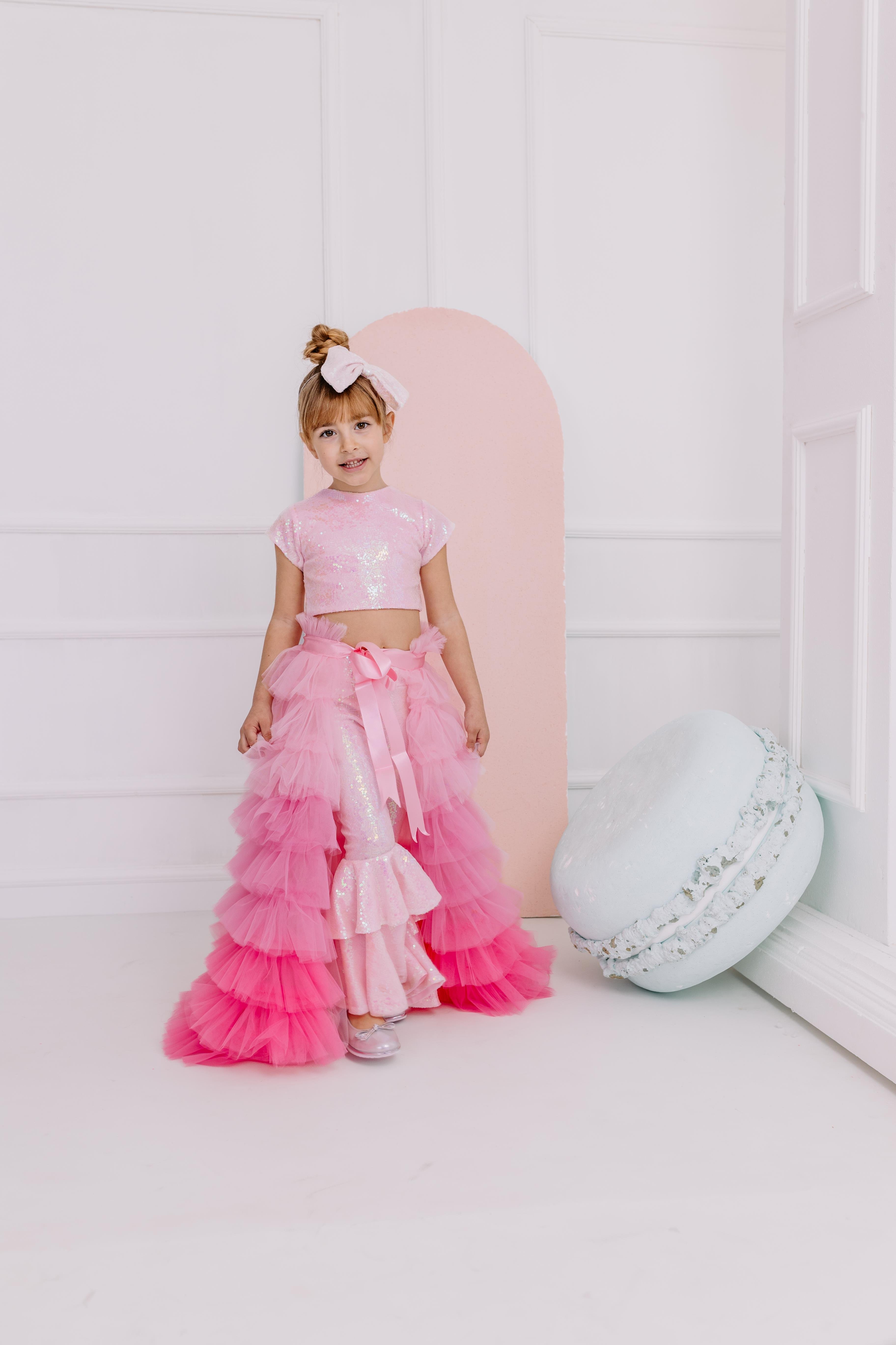 PINK FRİLL TROUSER OUTFIT (TAM TAKIM)