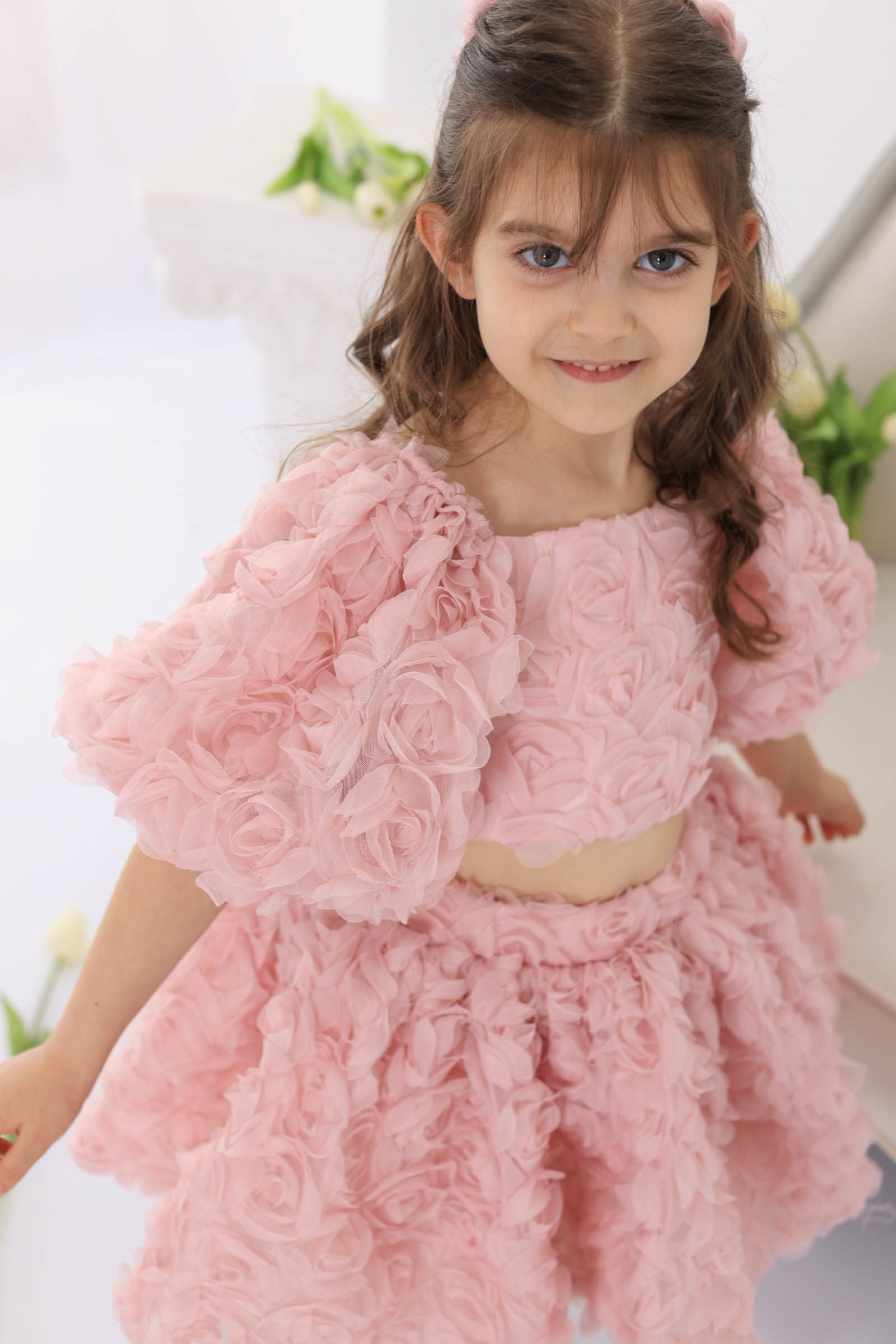 POWDER IVORY BLOOM OUTFIT (CROP&SKIRT)