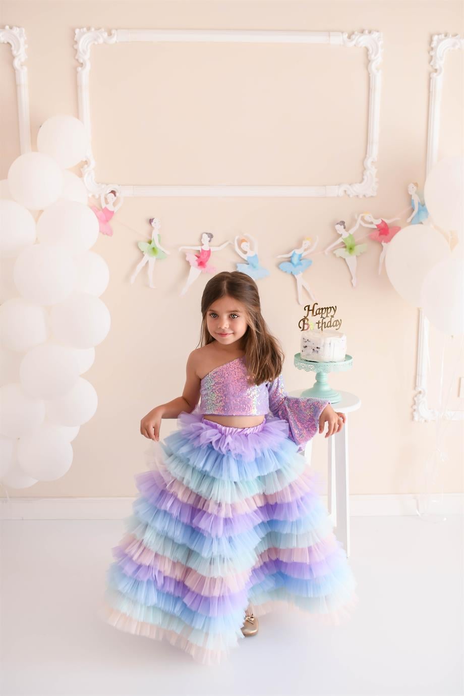 RAINBOW LONG TUTU SKIRT (TEK ETEK)