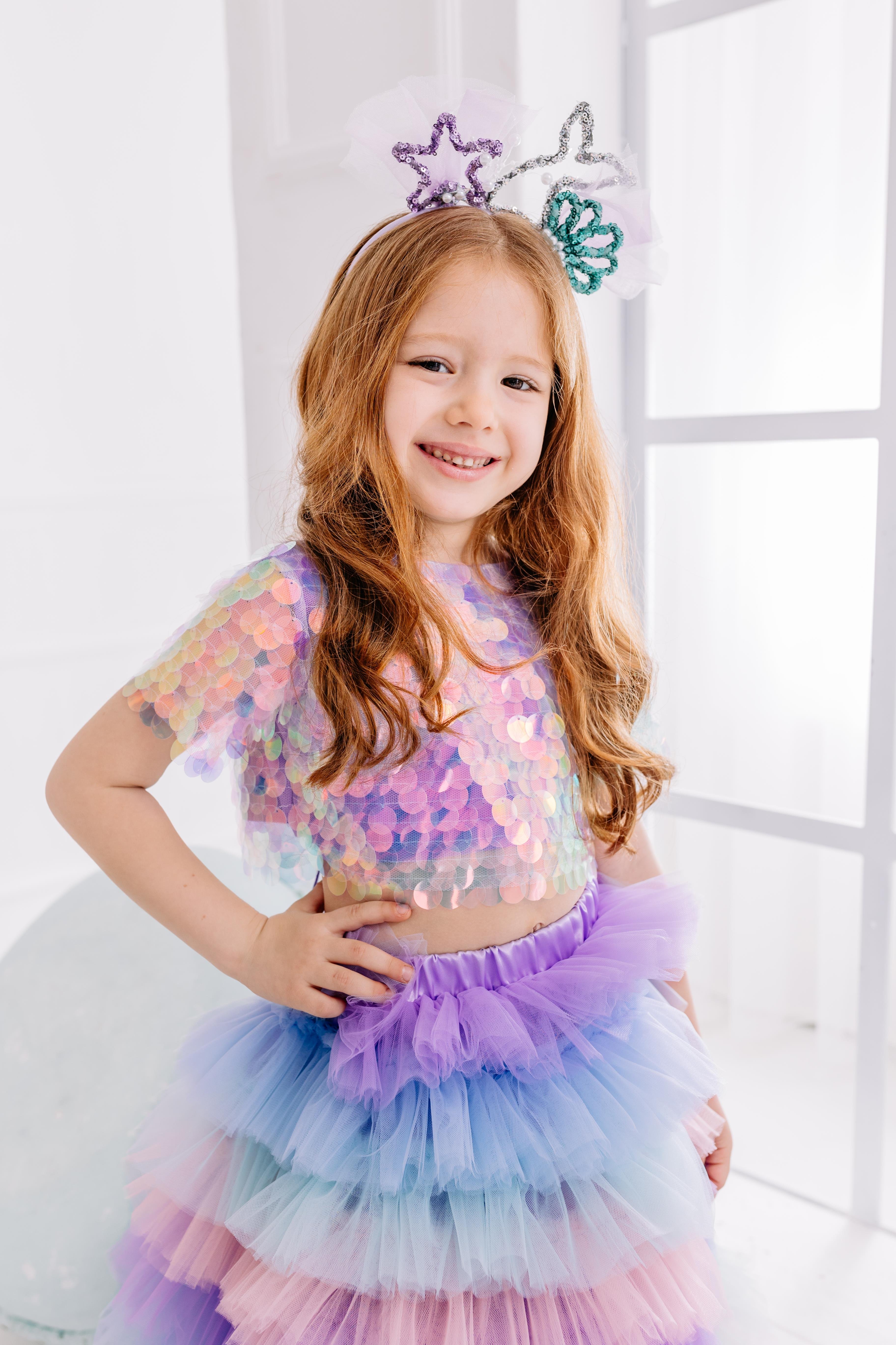 RAİNBOW SKIRT WITH  SQUAMA CROP 