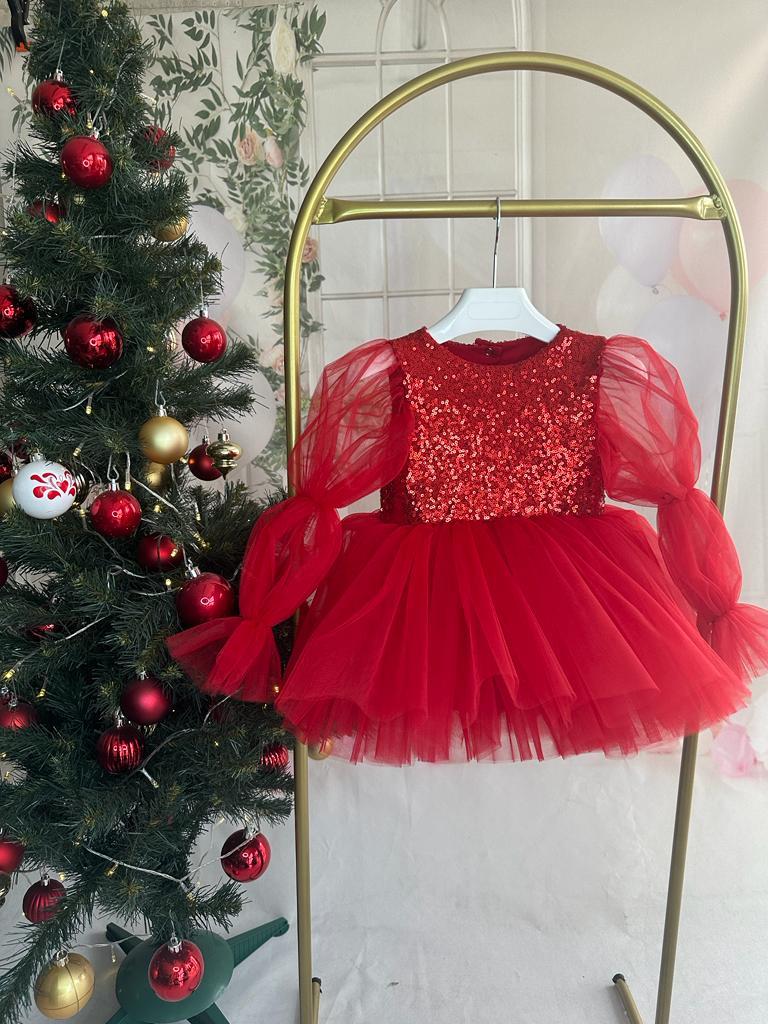 RED GLOSSY TUTU DRESS