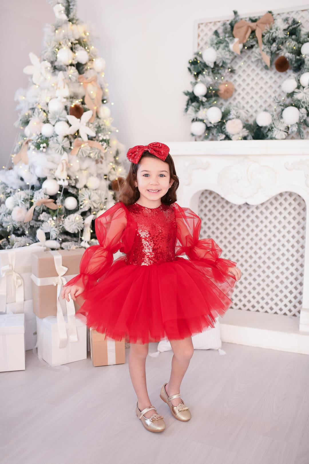 RED GLOSSY TUTU DRESS
