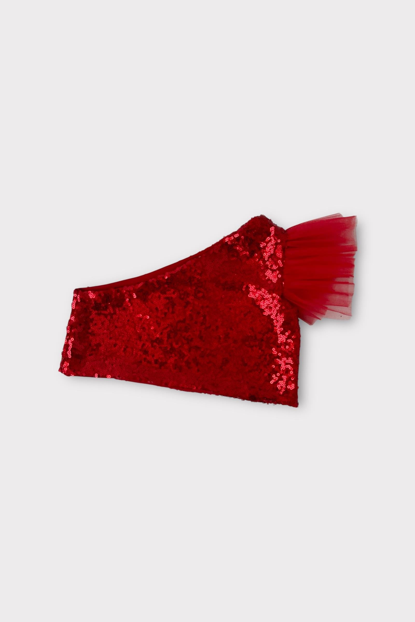 RED ONE SHOULDER CROP