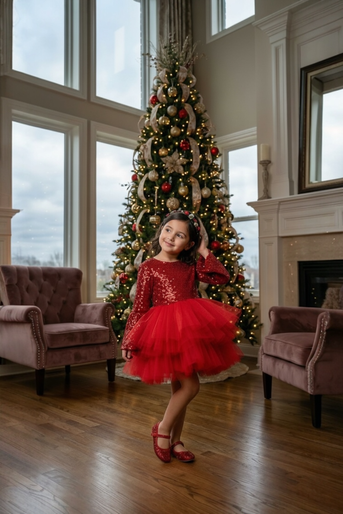 RED SHINY TUTU DRESS