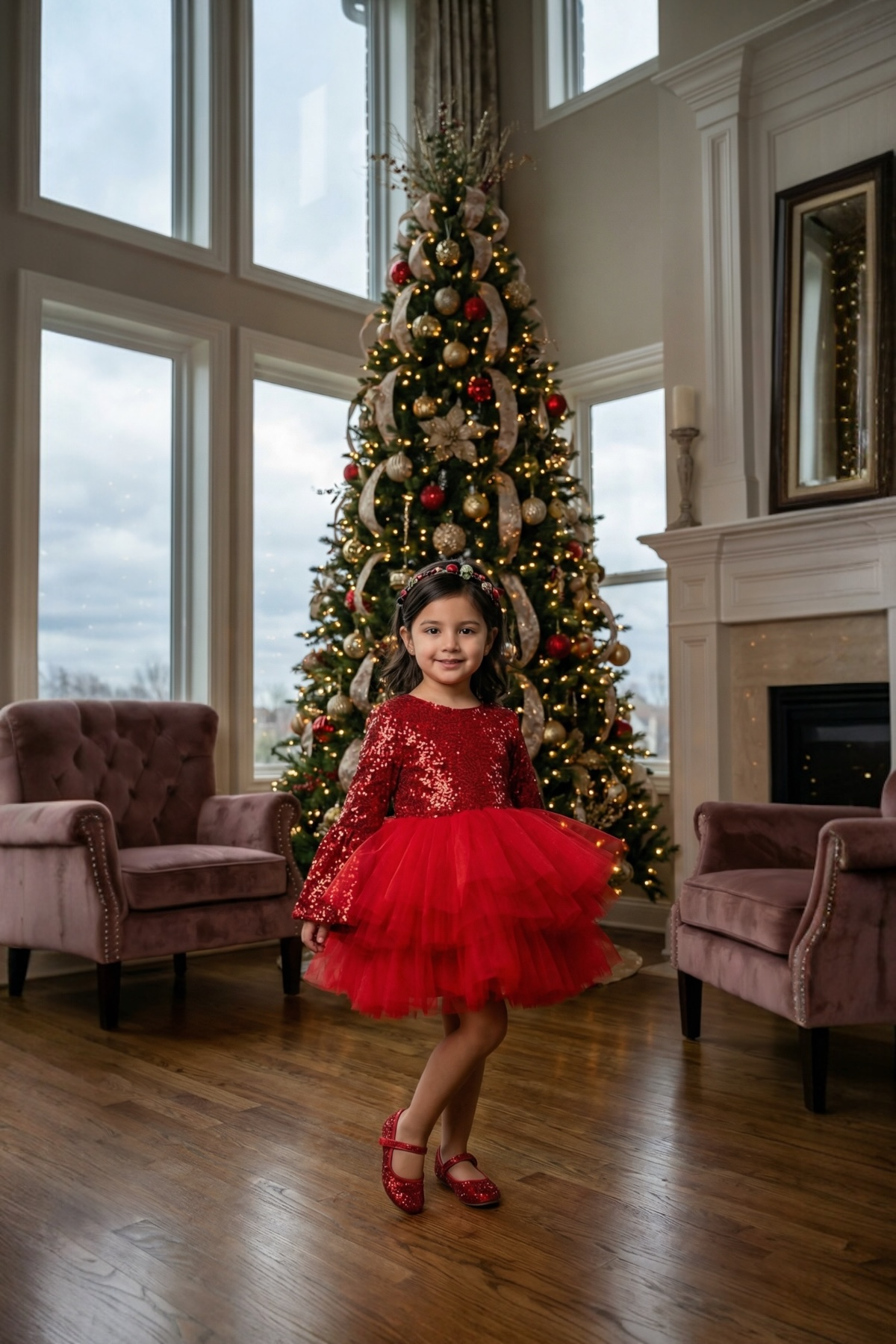 RED SHINY TUTU DRESS