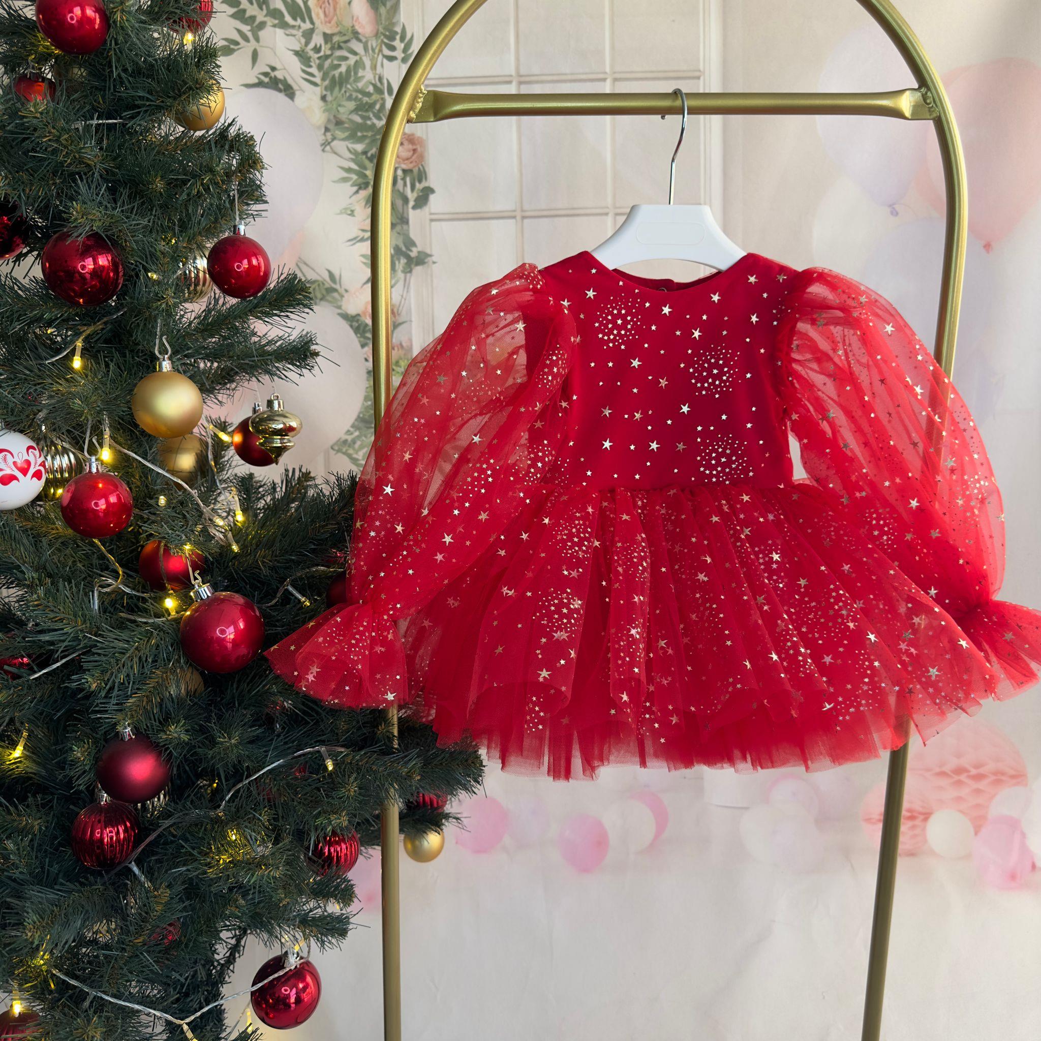RED STARDUST TUTU DRESS