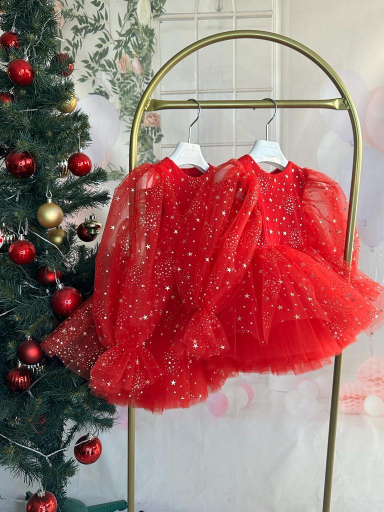 RED STARDUST TUTU DRESS