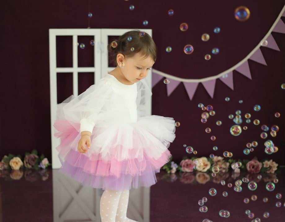 WHITE BOHO COLOR WINTER TUTU DRESS