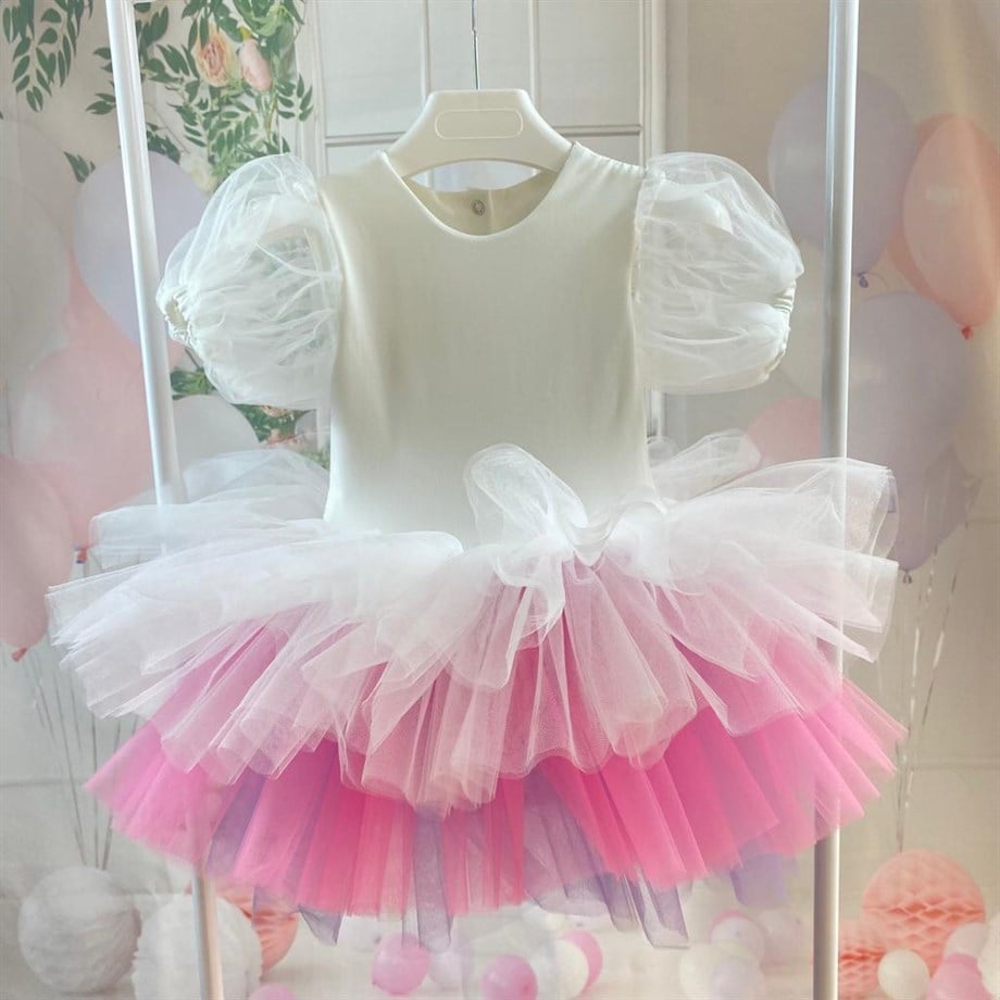 WHITE BOHO WITH COLORS TUTU DRESS