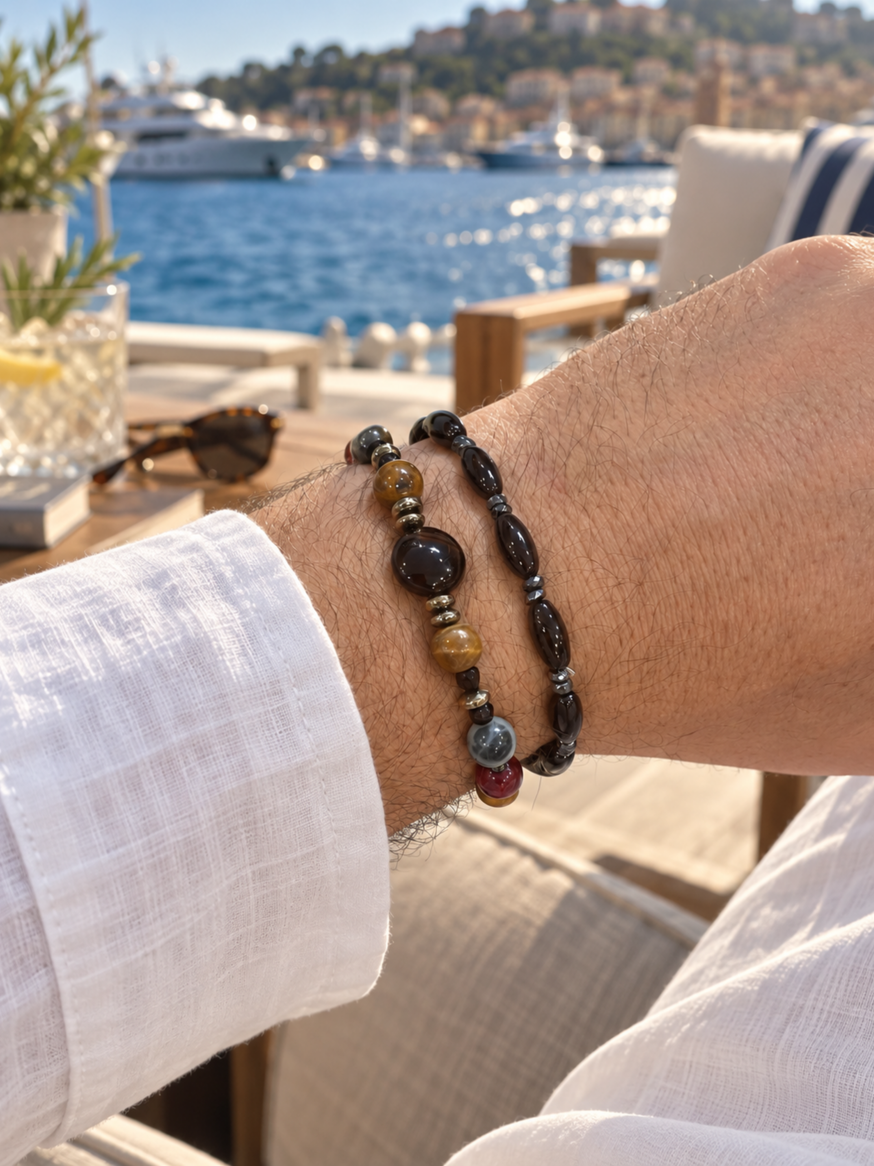 Oniks ve Akik Özel Tasarım Bileklik KombiniLapis ve hematit doğal taş Bileklik | PiedraJewelsPiedraJewels