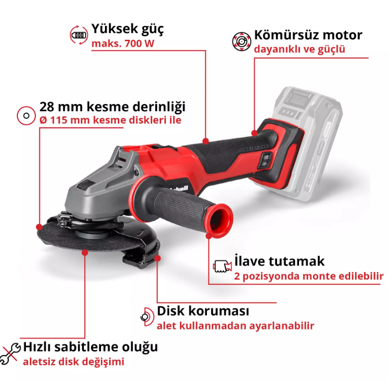 Einhell AXXIO 18/115 Q Solo Avuç Taşlama 4431150Akülü Avuç Taşlamalar