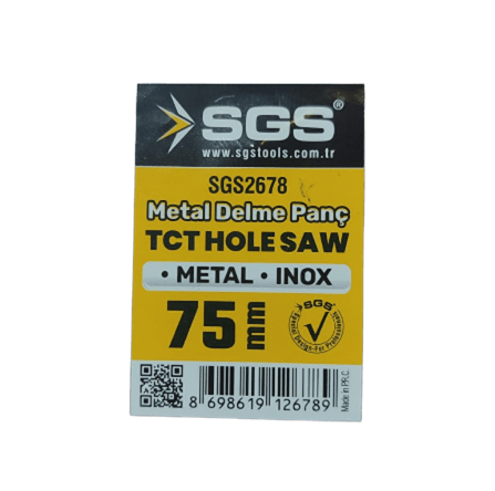 Sgs Tct Metal Panç Delme 75 mm SGS2678Pançlar