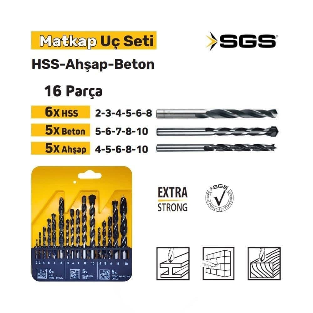 SGS Matkap Uç Seti 16 Parça SGS1418Matkap Uçları