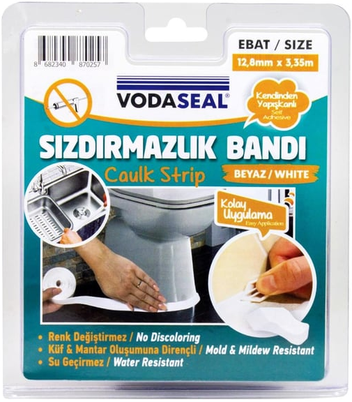 Vodaseal Sızdırmazlık Bandı 12,8MM*3,35MT Beyaz Kaydırmaz Bant