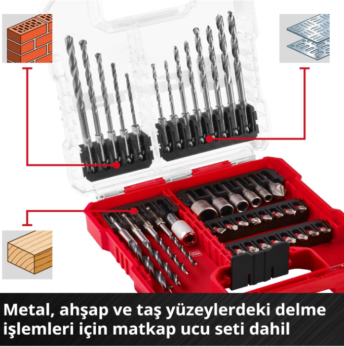 Einhell Matkap+Uç Set 40 Parça 109054Matkap Uçları