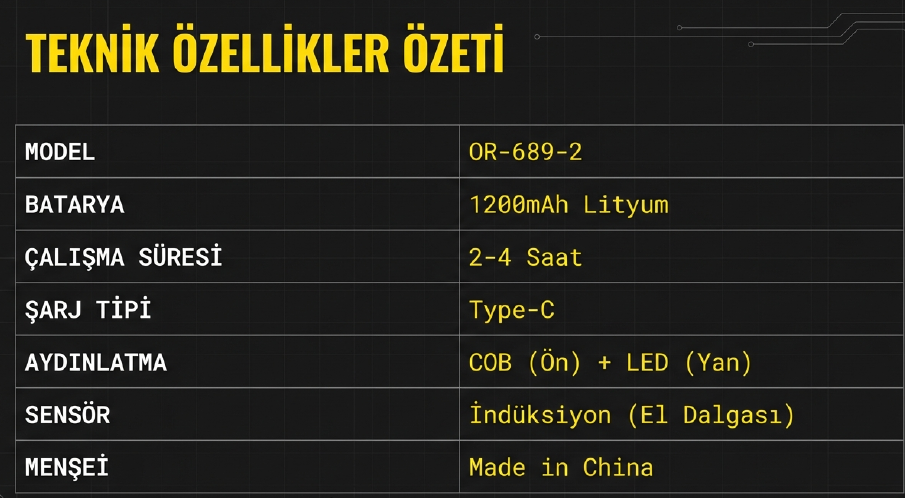 Gold Orıon Kafa Lambası Sensörlü 689-2Sensörlü Lambalar