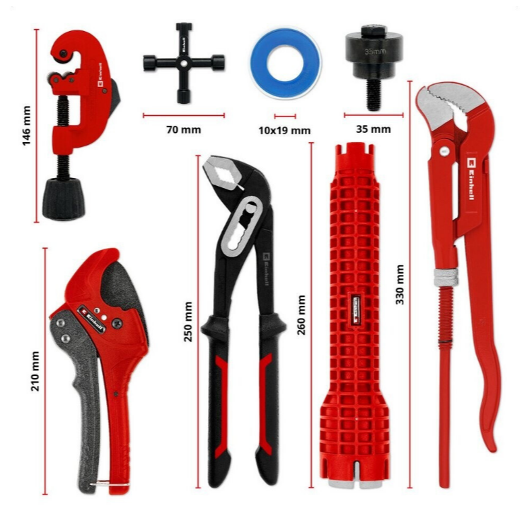 Einhell Tesisatçı Seti 8 Parça 370527Kablin Su Tesisat Malzemeleri ve Hortumları