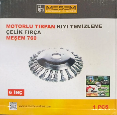 Meşem Tırpan Kıyı Temizleme Çelik Fırça 6'' 760Tel Fırçalar