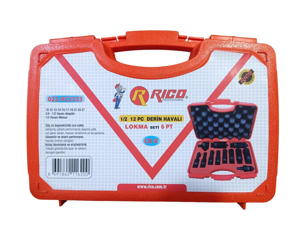 Rico RC2333 12 Parça Derin Havalı Lokma Seti 1/2 Lokma Setleri