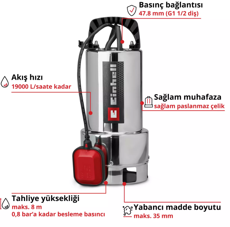 Einhell Gc-Dp 7035 N Eco Plus Dalgıç Pompa Kirli Su 4170765Dalgıç ve Pompalar