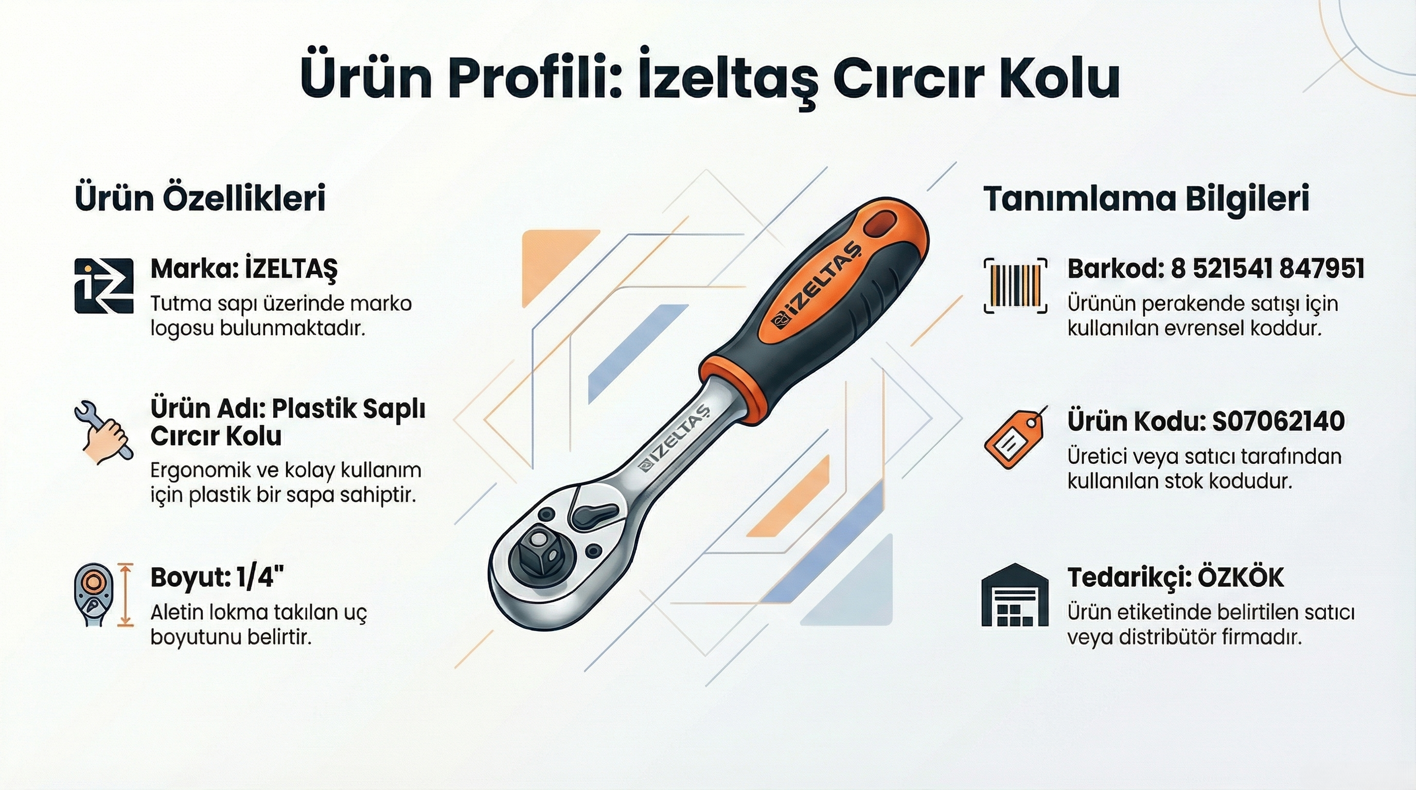 İzeltaş Cırcır Kolu 1/4'' Plastik Saplı 1507062140Cırcır Kol Grubu