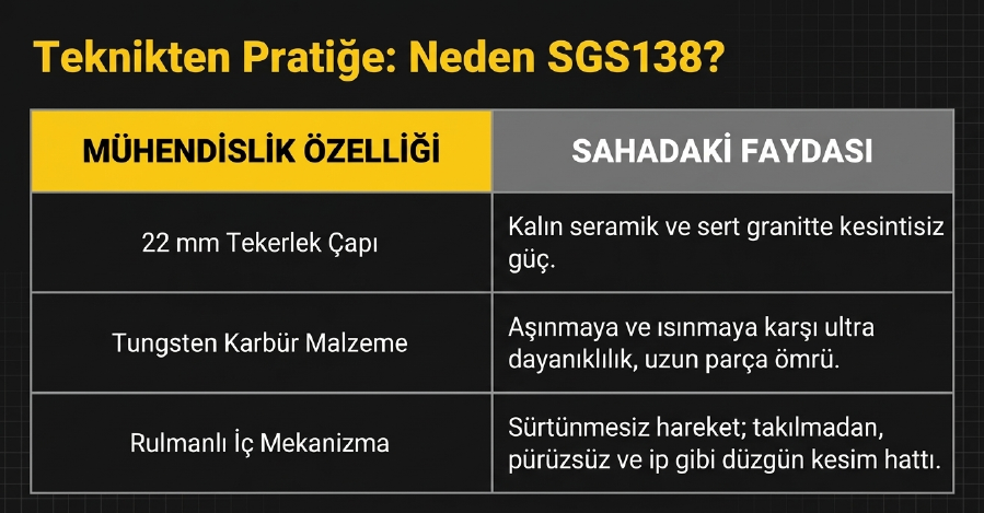Sgs Seramik Ve Granit Rulmanlı Kesme Elması 22 mm SGS138Gravür ve Taşlama Setleri