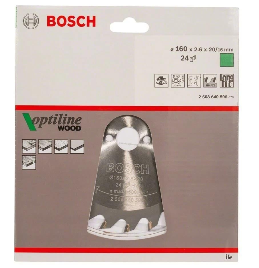 Bosch Daire Testere Bıçağı Optiline Wood 160*2.6*20/16 MM 24 Diş 65180278Daire Testere Bıçakları