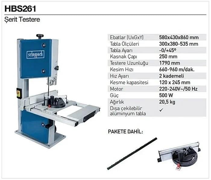 Scheppach HBS261 Şerit Testere Makinası 500WElektrikli Testereler Ve Aksesuarları