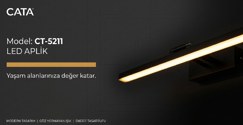 Cata Çubuk Led Aplik 12w Siyah Kasa Günışığı CT-5211Aplikler