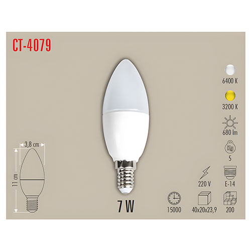Cata Led Buji Ampul Beyaz 7W CT-4079Led Ampuller