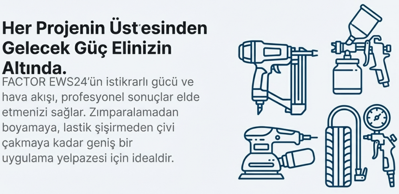 Factor Hava Komprasörü 24 LT Sessiz EWS24Kompresörler