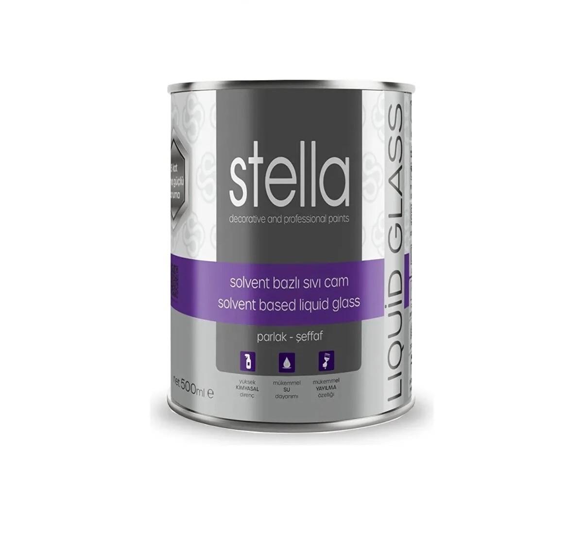 Stella Solvent Bazlı Sıvı Cam Parlak Şeffaf 500 MLAhşap & Metal Boyaları