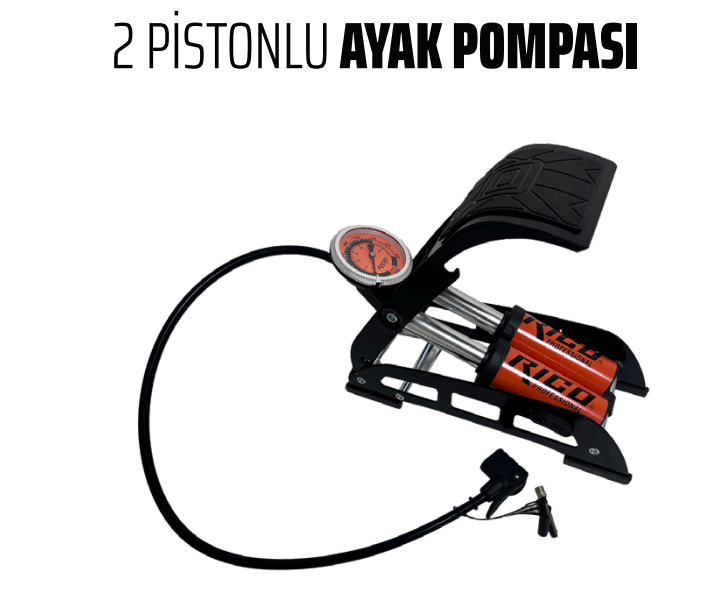 Rico Lastik Şişirme Ayak Pompası Çift Piston 022-RC4075Ayak Pompaları
