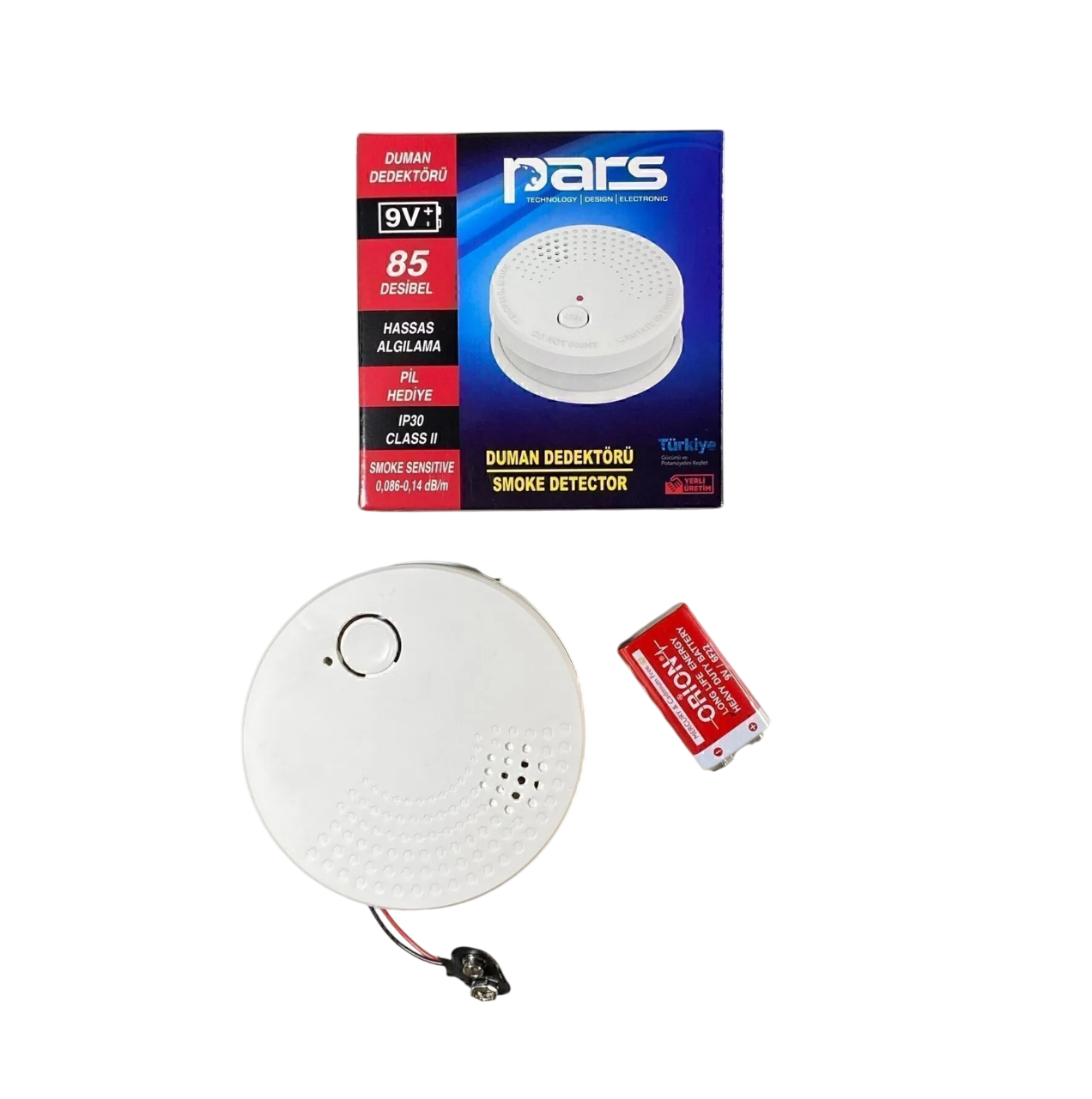 Pars Duman Dedektörü 85 Desibel 9V PilliDuman Gaz Dedektörü