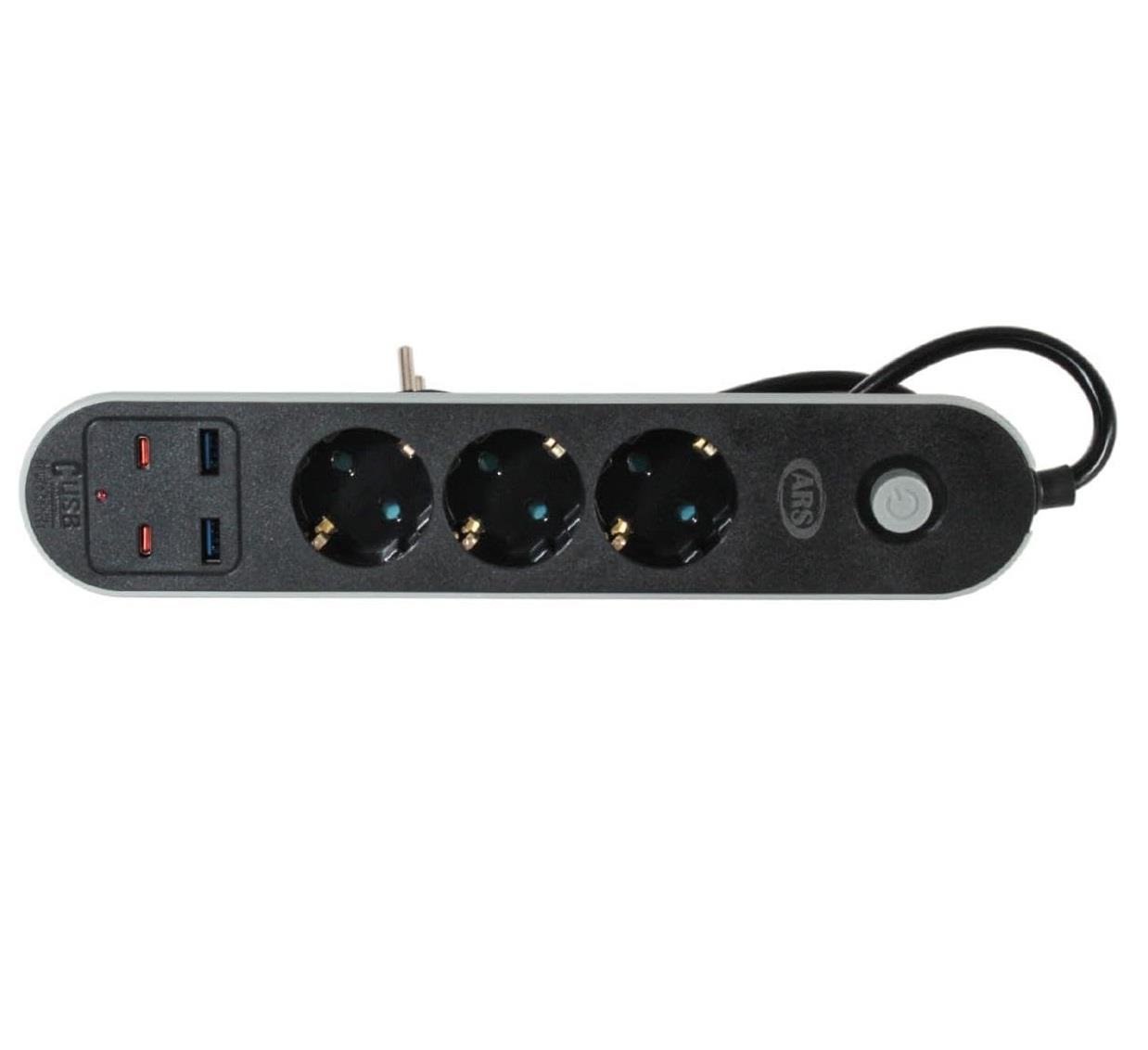 Ars 348765 Akım Korumalı 2 Metre 3'lü Priz 2xUSB 2xType C GirişliPriz & Anahtar Çeşitleri