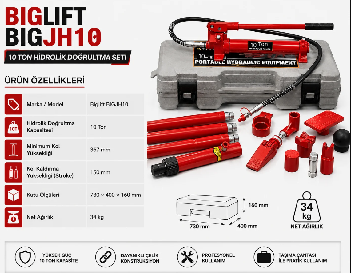 Bıglıft Hidrolik Doğrultma 10 Ton JH10Hidrolik Doğrultmalar